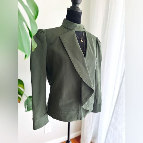 Derek Lam 10 Crosby Ruffle Twill Jacket Coat Blazer size 4 - Picture 6 of 16